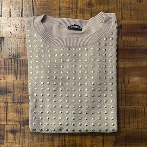 Express Gray Sweater with Gold Accents